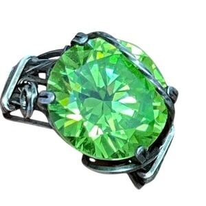 Handmade Wire Wrapped Ring Green Peridot Stone Statement Cocktail Ring Size‎ 7